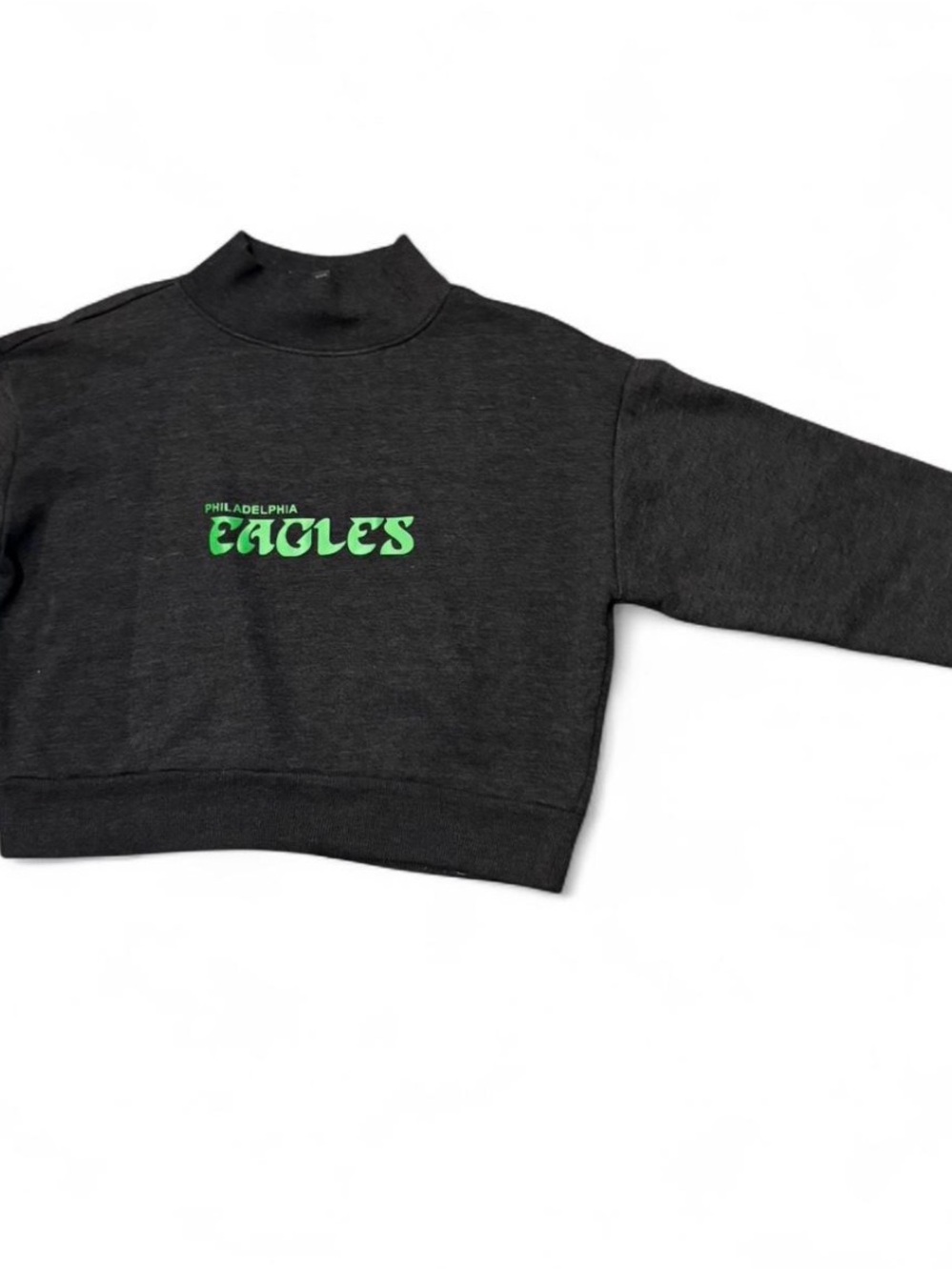 Philadelphia Eagles Charcoal Cropped Mock Neck Sweatshirt - Picture 10 of 14